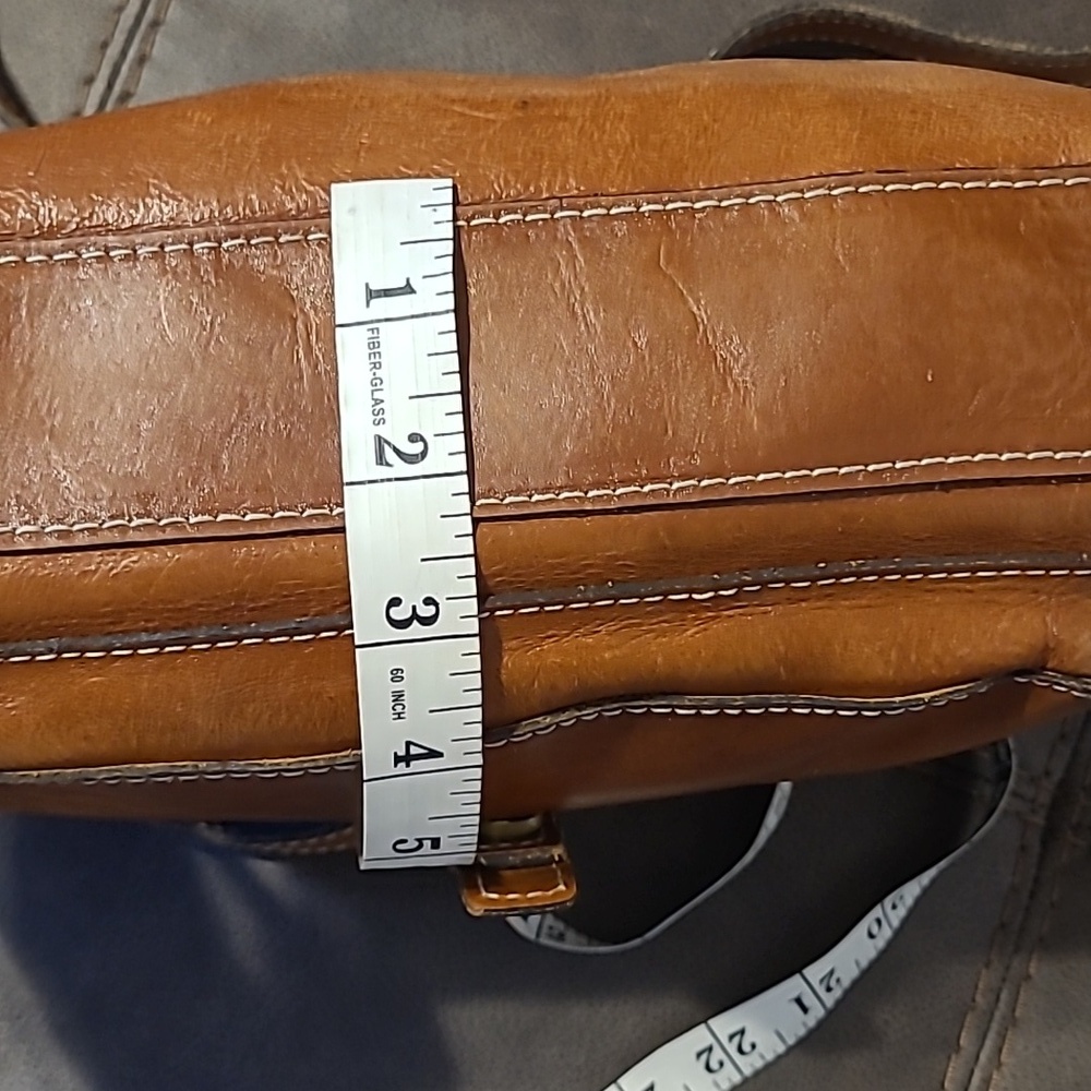 Patricia Nash Avelino Smooth Italian Leather Cognac Crossbody Handbag Purse - Picture 15 of 16